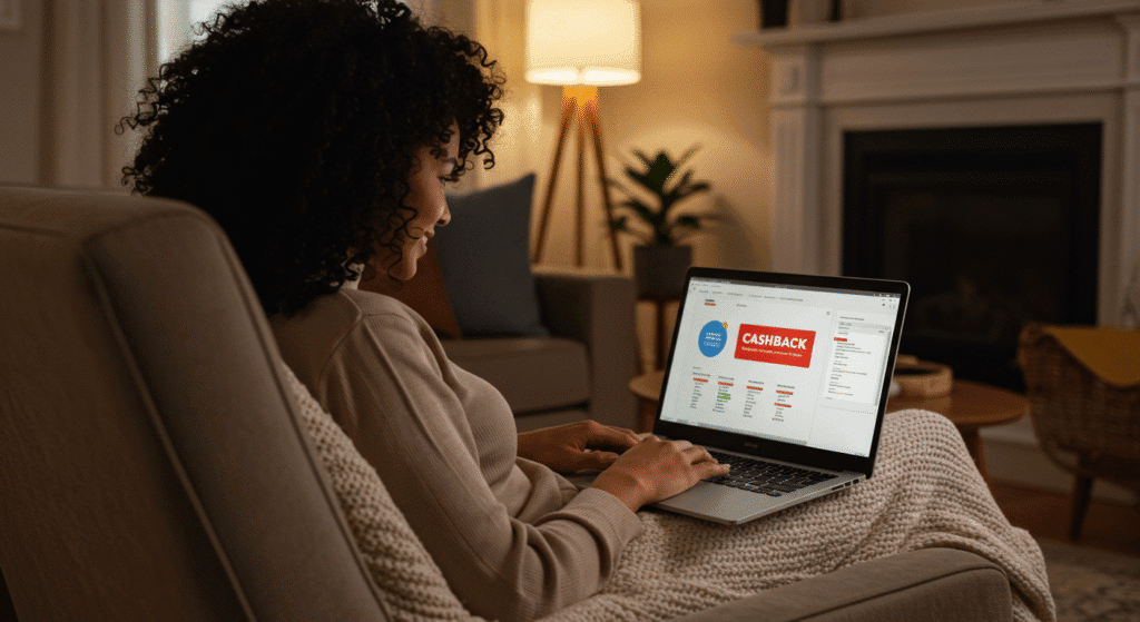 Pessoa analisando retorno financeiro do cashback em aplicativo