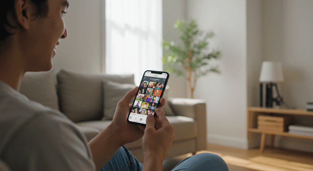 Pessoa usando app de vídeos curtos para ganhar dinheiro com celular