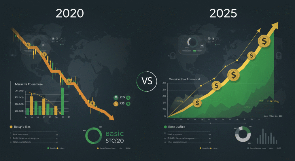 Comparação cenário 2020 versus 2025 para investimentos em juros altos