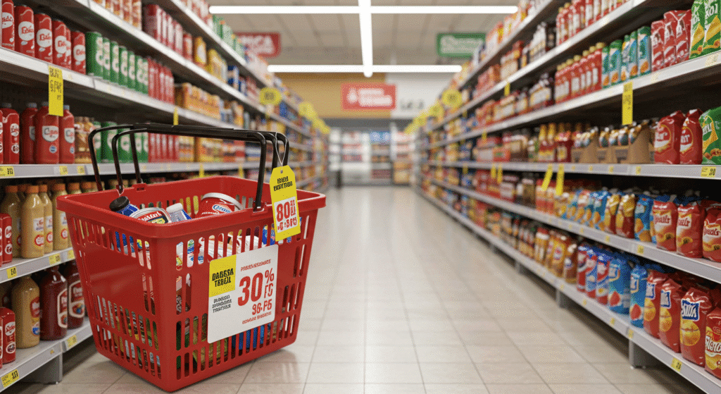 Comparação entre promoções reais e falsas em produtos de supermercado