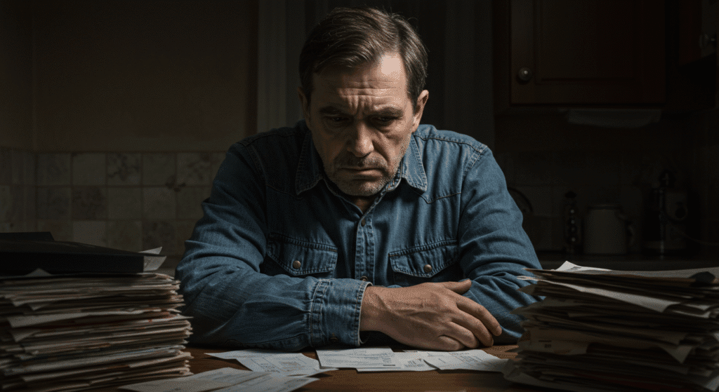 HOMEM PESSIMISTA PRO CONTA DA SUA SITUAÇÃO FINANCEIRA