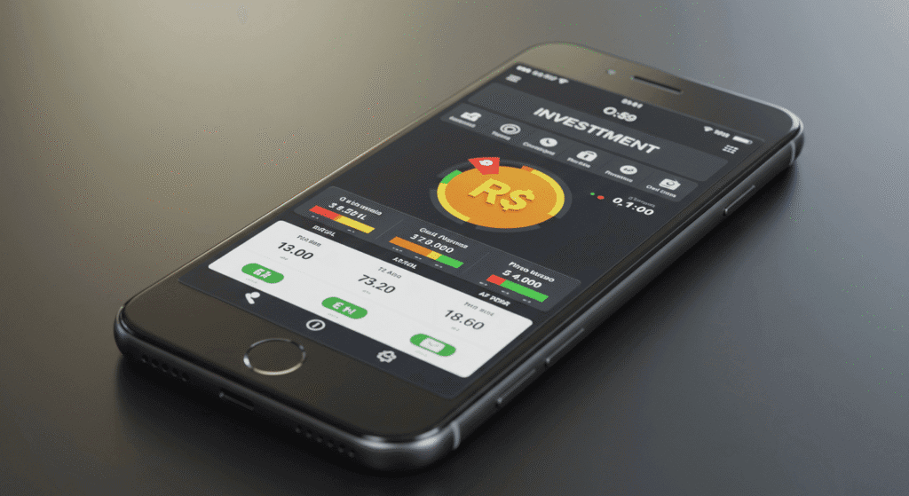 Tela de smartphone mostrando aplicativo de investimentos, representando facilidade de começar a investir
