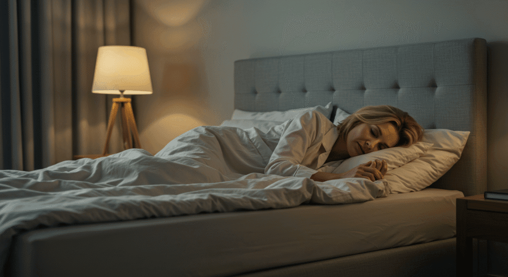 MULHER DORMINDO TRANQUILA POR ESTAR BEM FINANCEIRAMENTE