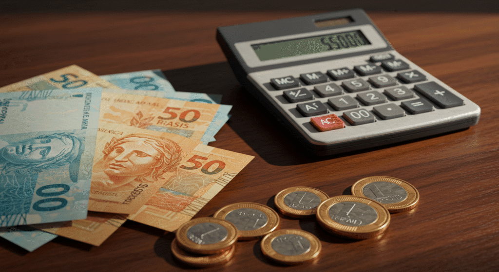 Dinheiro brasileiro mostrando economia de 500 reais mensais