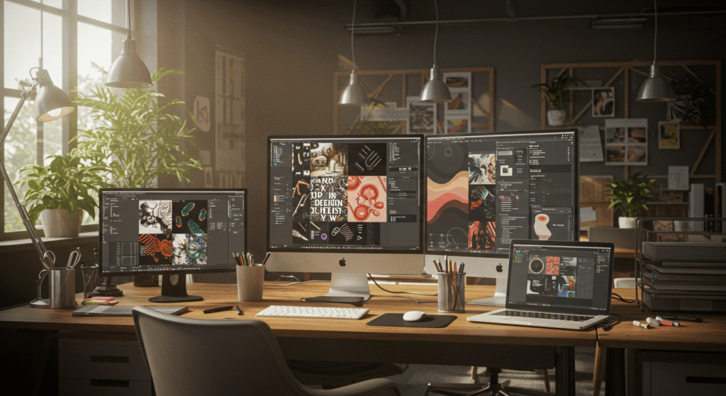 Exemplos de tendências de design 2025 para templates Canva lucrativos