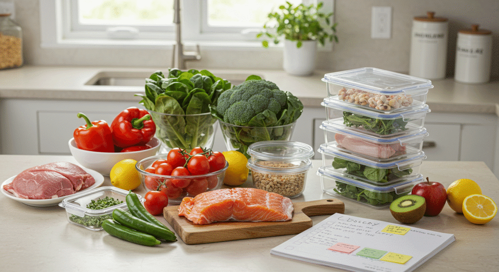 Planejamento de refeições e organização de compras para economia na alimentação