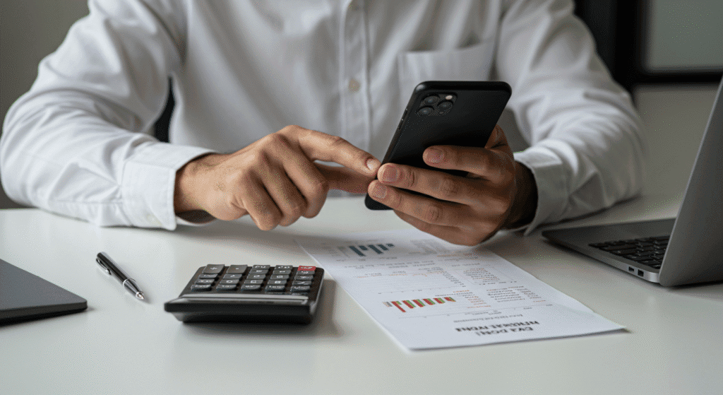 Pessoa consultando aplicativos de investimento para aplicar dinheiro economizado