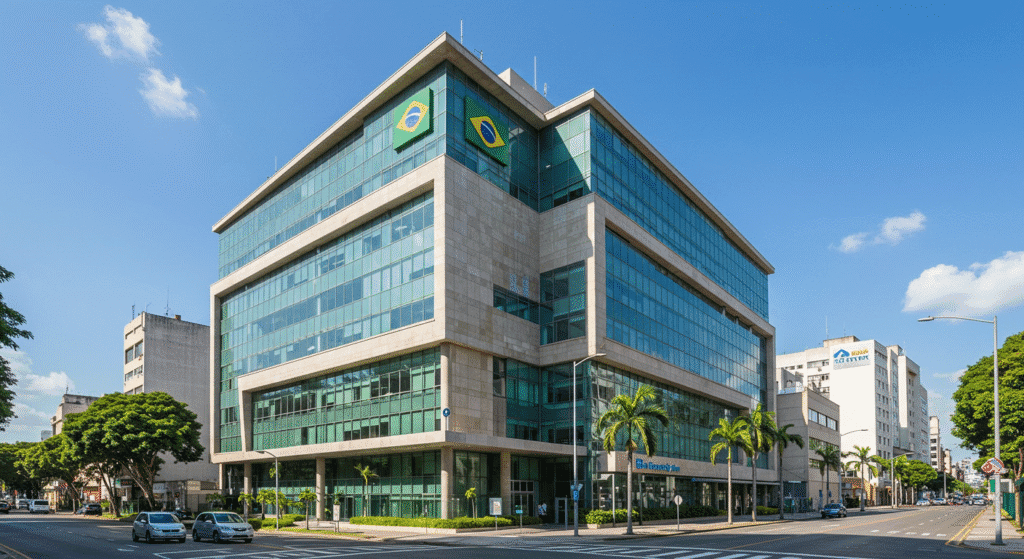 Fachada de banco brasileiro oferecendo CDB com rentabilidade alta para investidores