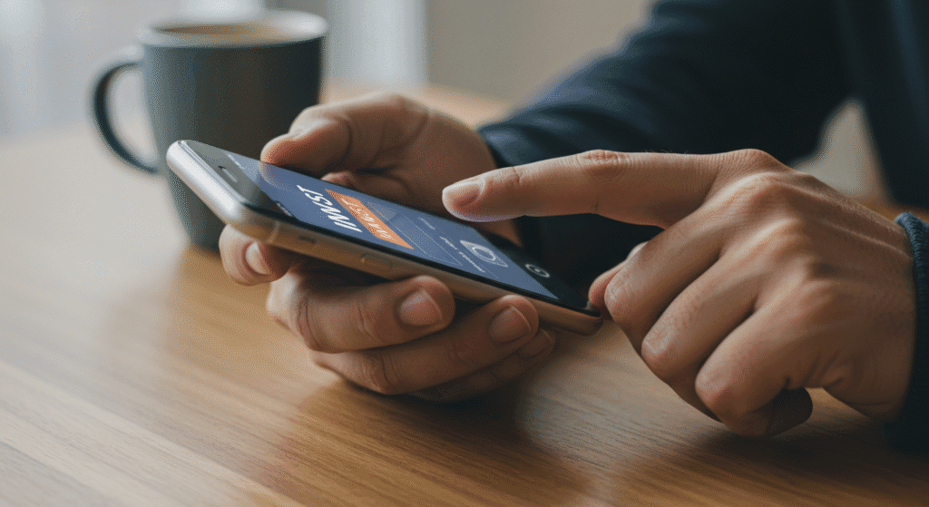Pessoa investindo 200 reais pelo celular usando aplicativo de investimentos para iniciantes